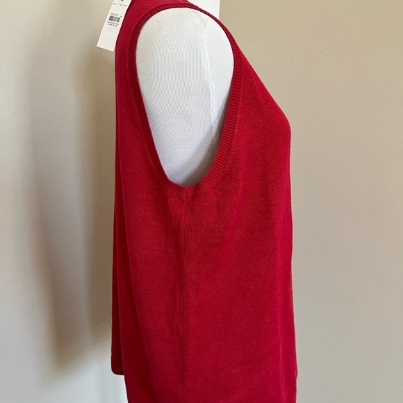 NWT Ann Taylor Red Linen Blend Sleeveless Crew Neck Sweater Size Large - Picture 5 of 10